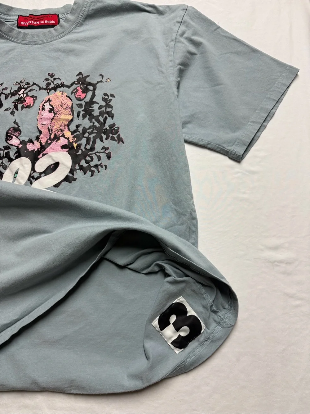 RRR-123 Light Blue Adam and Eve in Garden Graphic Short‎ Sleeve T-shirt Size M